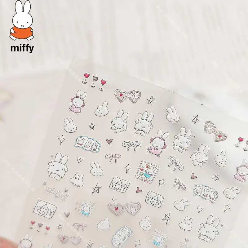 Милые 3D наклейки для ногтей Miffy Kawaii, стеклянная камера, наклейки для ногтей, украшения, аниме, наклейки с принтом, праздничные подарки-сюрпризы Игровые фигурки и трансформеры