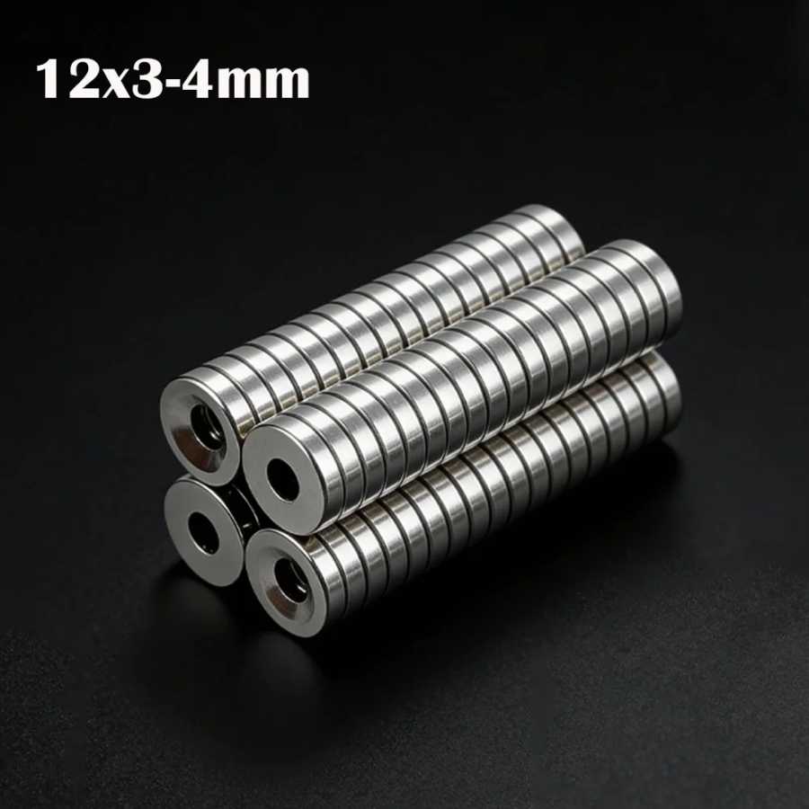 Мощный неодимовый магнит 12x3-4 мм круглые супер сильные магниты с отверстием NdfeB постоянный магнитный Imanes DIY магнит на холодильник Доски для презентаций