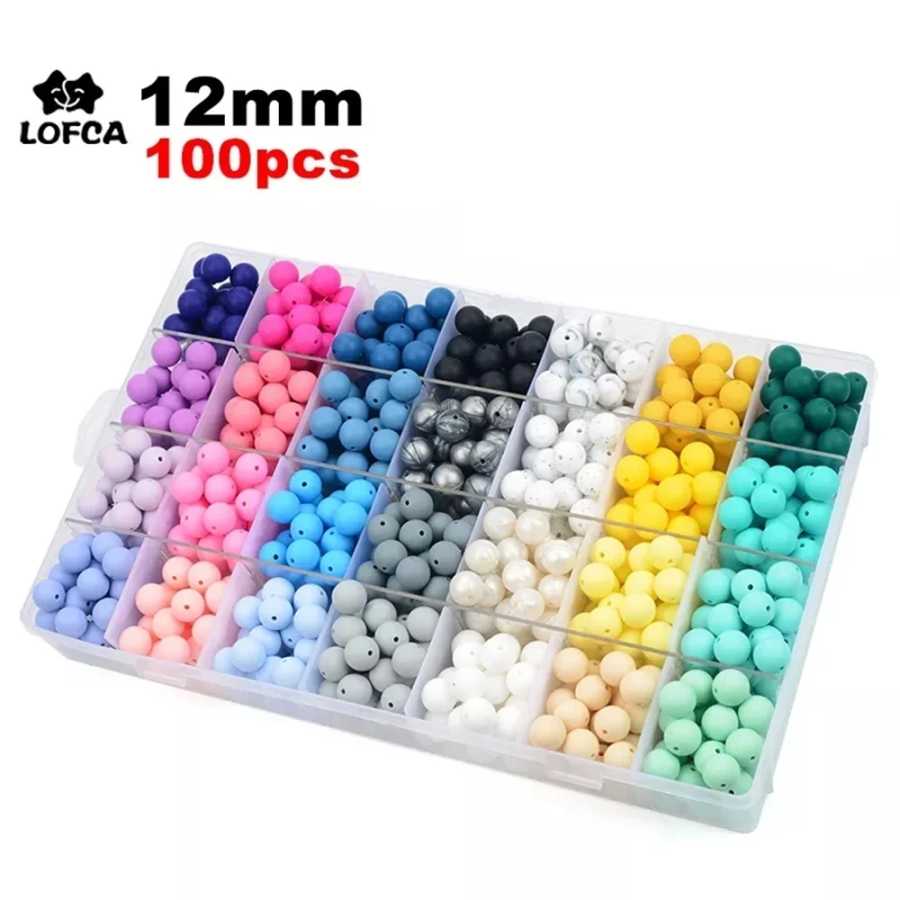 LOFCA 12 мм 100 шт. силиконовые бусины круглые прорезыватели для кормления ребенка ожерелье зажим для соски уход за полостью рта без BPA пищевой класс красочные Уход за ребенком