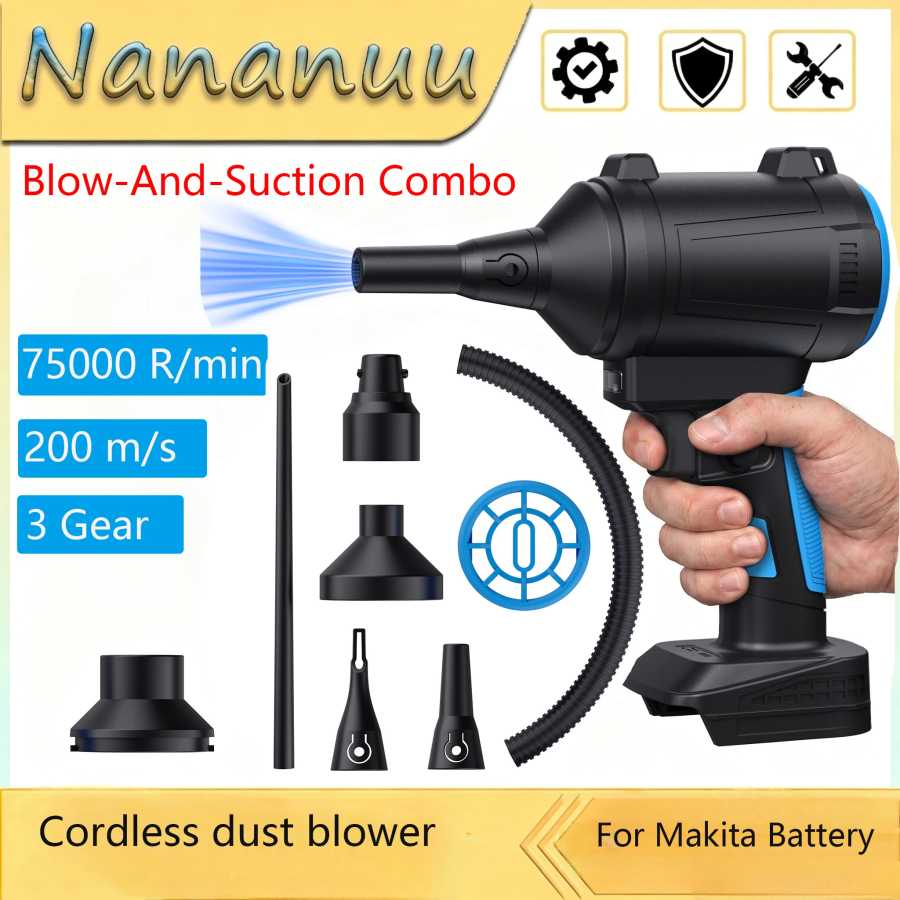 Беспроводной пылесос-воздуходувка Nananuu, портативный электрический фен-воздуходувка для инструментов Makita, с тремя насадками Вентиляторы, промышленные вентиляторы и вытяжное оборудование