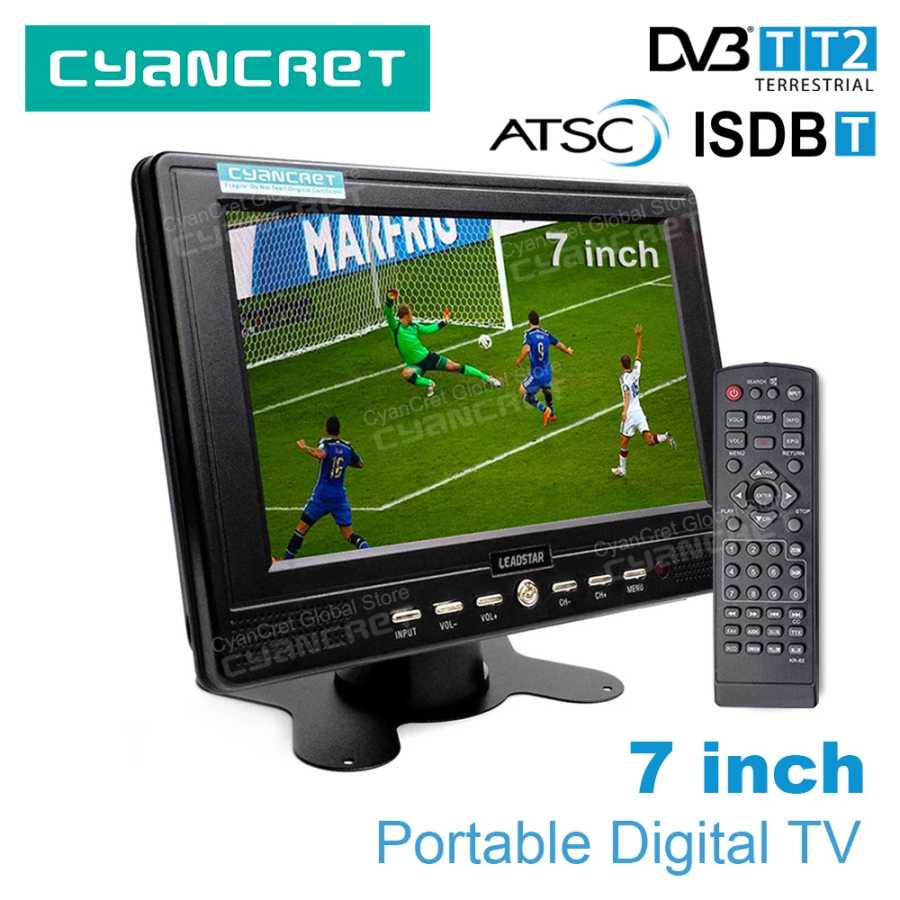 Портативный телевизор LEADSTAR D768 7 дюймов, DVB-T2, ATSC, ISDB-T, TDT, DTT, цифровой и аналоговый, миниатюрный, автомобильный, поддержка TF, H.265, AC3 Крупная бытовая техника