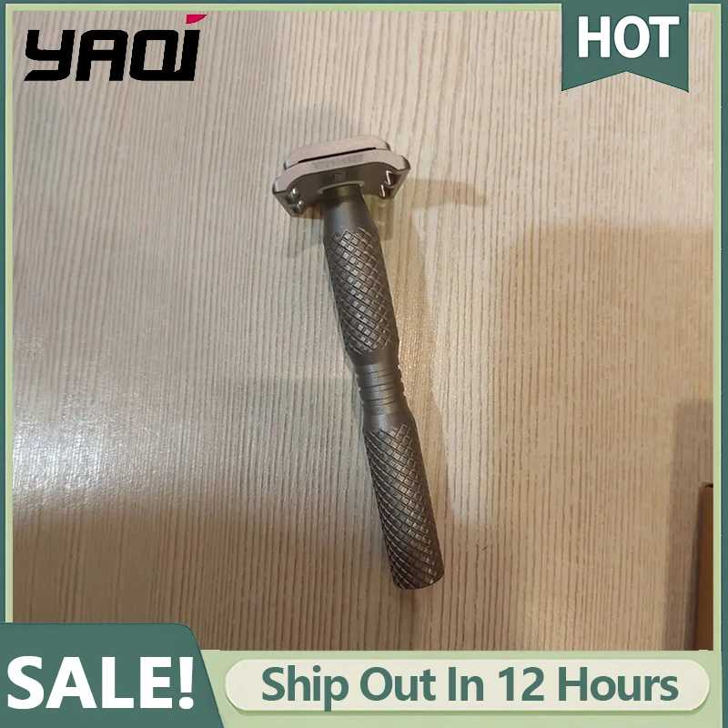 YAQI Ghost Cross Grain Pattern Титановая легкая безопасная бритва с лезвием 0,70 мм, длинная ручка 88 мм, диаметром 12 мм Бритье и удаление волос