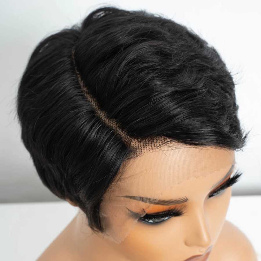 Фотография №4 товара Парик Lekker Black Short Pixie Cut 13X1 с C-образной частью