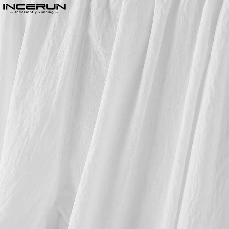 Фотография №4 товара INCERUN 2024, мужские однотонные длинные шаровары, повседневные однотонные брюки с