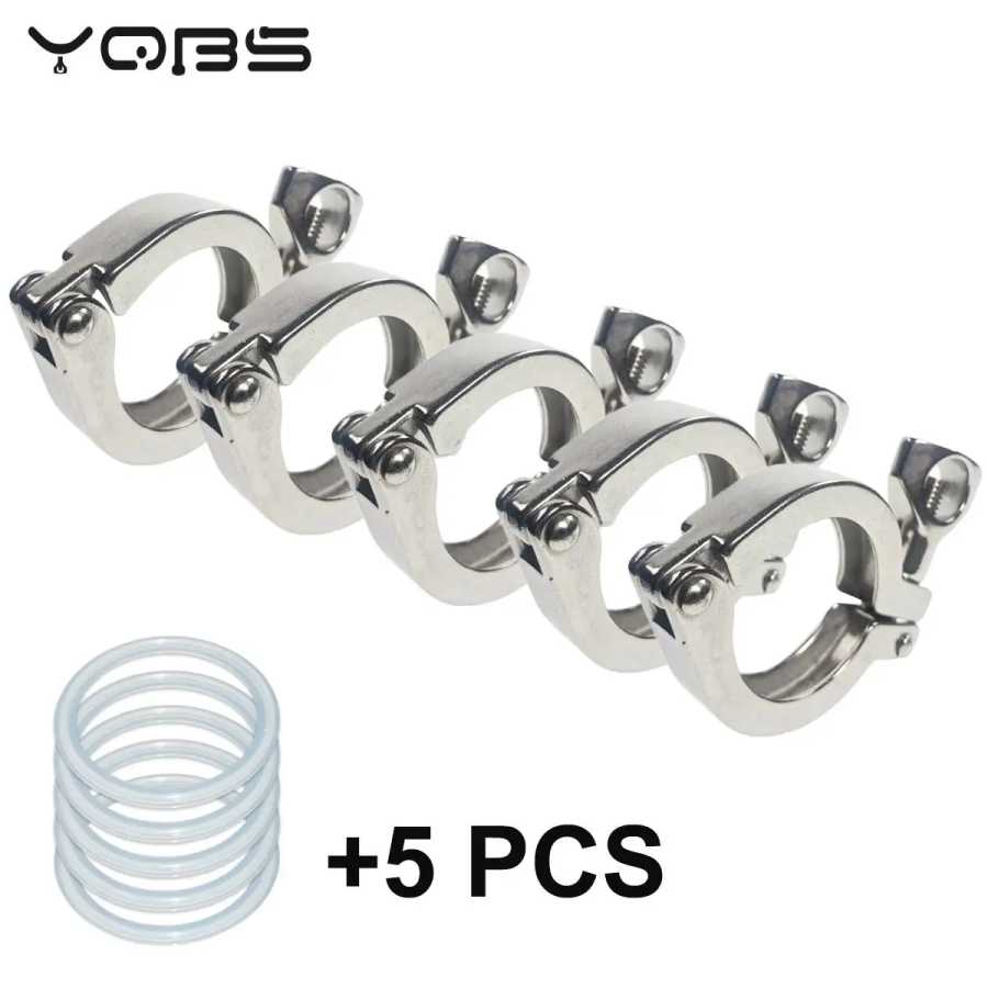 YQBS 1&ndash;8 дюймов санитарные хомуты из нержавеющей стали с тройным наконечником Clover SS 304, подходят для трубного фланца с силиконовой прокладкой Водоснабжение