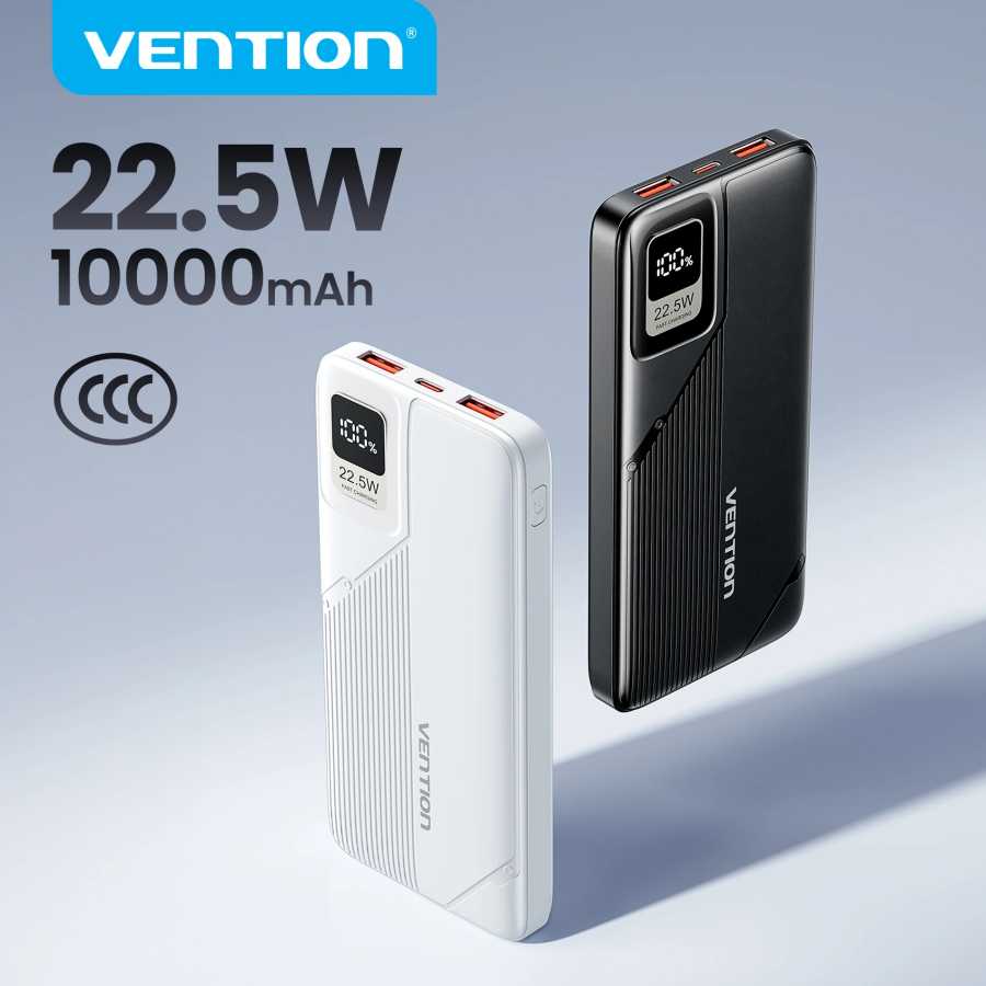 Сертификация CCC Портативный внешний аккумулятор Vention Power Bank 10000 мАч 22.5 Вт с быстрой зарядкой для iPhone, Xiaomi, Huawei Аксессуары для мобильных телефонов
