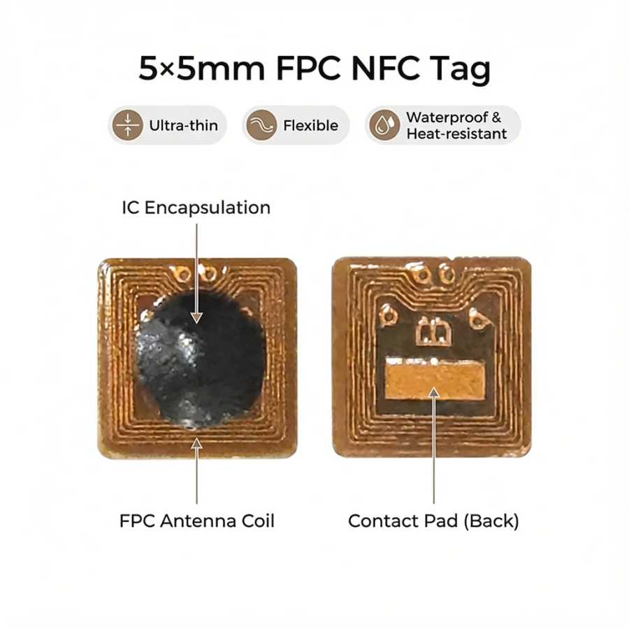Фотография №3 товара Программируемая микро-метка FPC NFC RFID 5*5 мм, стикер Ntag213 с