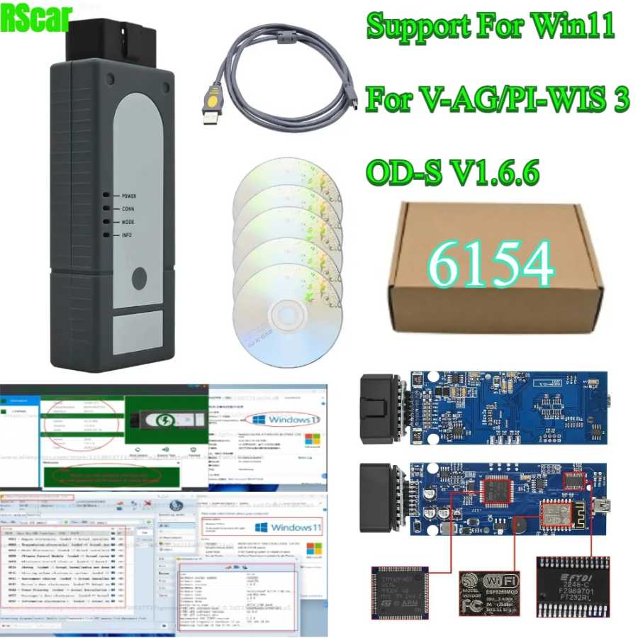 WIN11 для VAS6154 Wi-Fi OBD2 ODIS 1.6.6 для Audi Skoda v-w диагностический Bluetooth VAS6154 WIFI полный чип UDSSupport GEKO FORpiwis 3 Инструмент для ремонта автомобилей