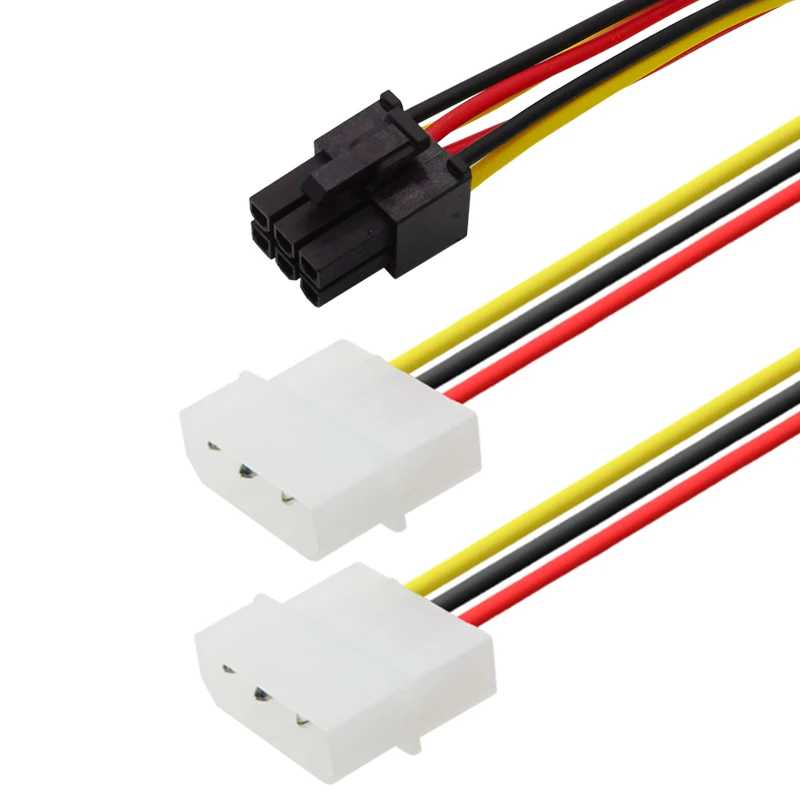 1 шт. 2X 4-контактный кабель адаптера питания Molex к 6-контактному PCI Express PCIE Компьютерная периферия