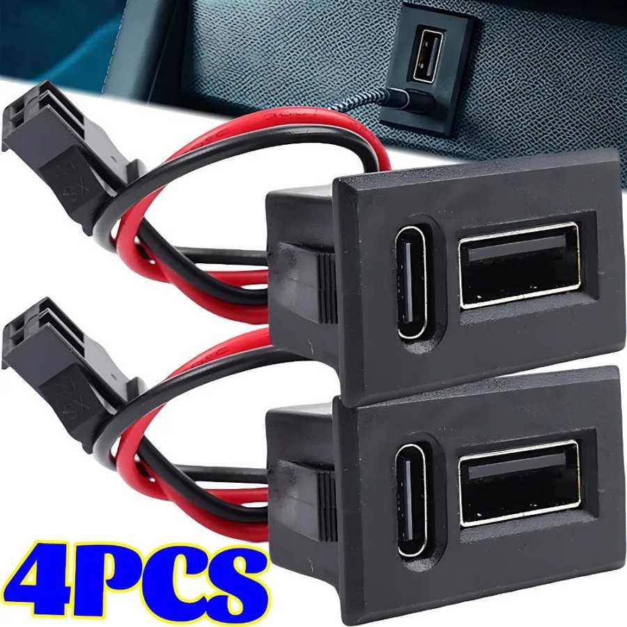 Двойной разъем USB Type-C (гнездо), крепление на шасси, 2 порта, адаптер для зарядки, для приборной панели автомобиля, комплект автозапчастей Автоэлектроника