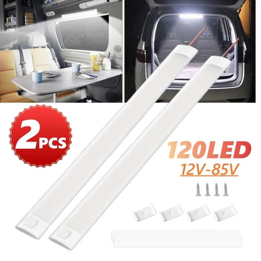 2PCS 120 Светодиодный фургон Багажный светильник 12v / 24v Тележка потолок Светодиодный прицеп Грузовой автомобиль Ламповый катер Свет в помещении Запчасти и аксессуары для автофургонов