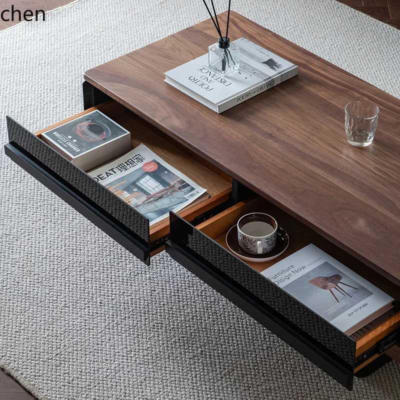 Фотография №4 товара Журнальный столик W5.19 из массива орехового дерева с каменной столешницей,