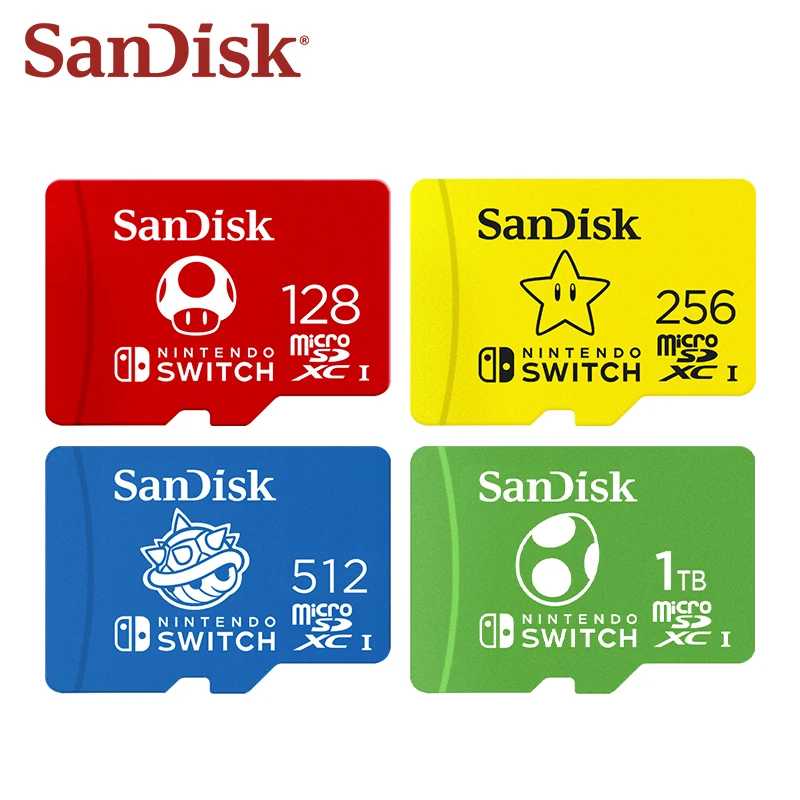 100% оригинальная карта памяти SanDisk 128 ГБ 256 ГБ 512 ГБ 1 ТБ, скорость чтения до 100 МБ/с U3 UHS-I Micro SD Card для коммутатора Nintendo Хранение данных