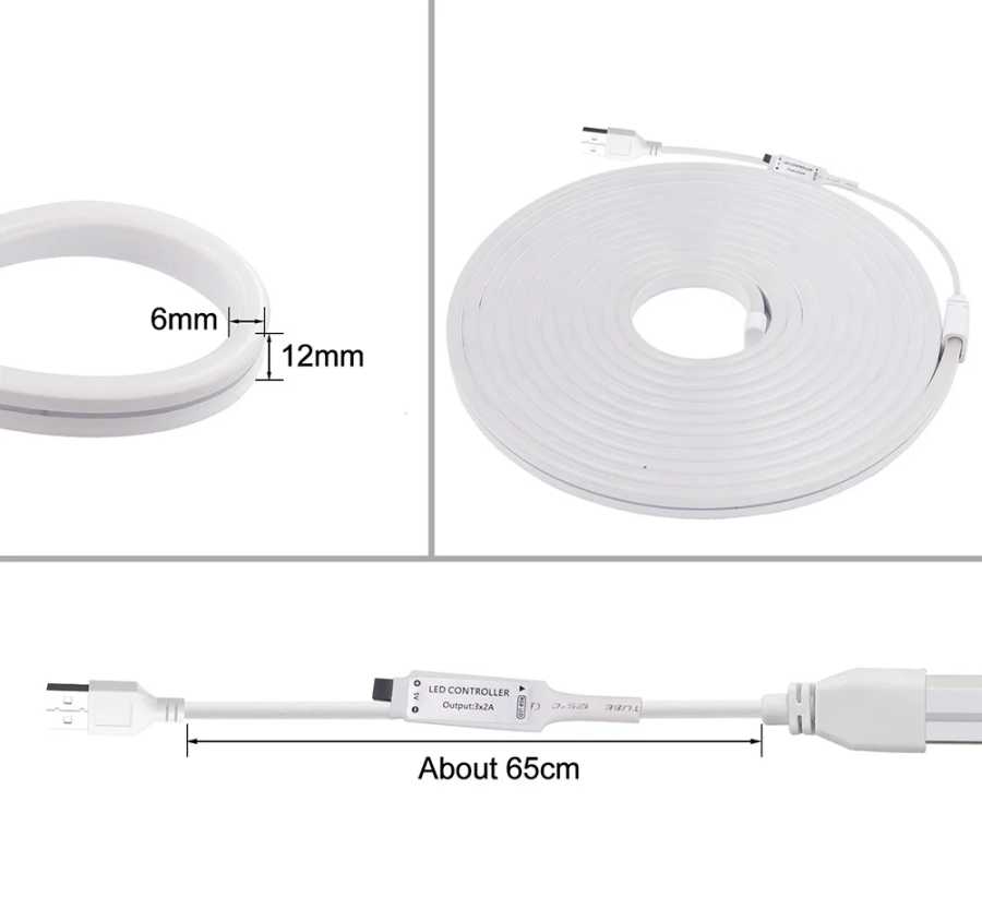 Фотография №4 товара 5V RGB Led Neon Strip Rope Light 24key Пульт дистанционного