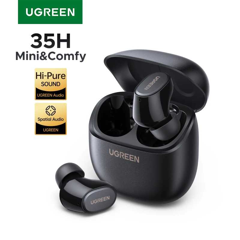 Беспроводные наушники UGREEN Dots Bluetooth 6.0, легкие внутриканальные наушники, глубокий бас, 35 часов работы, с приложением Портативное аудио и видео
