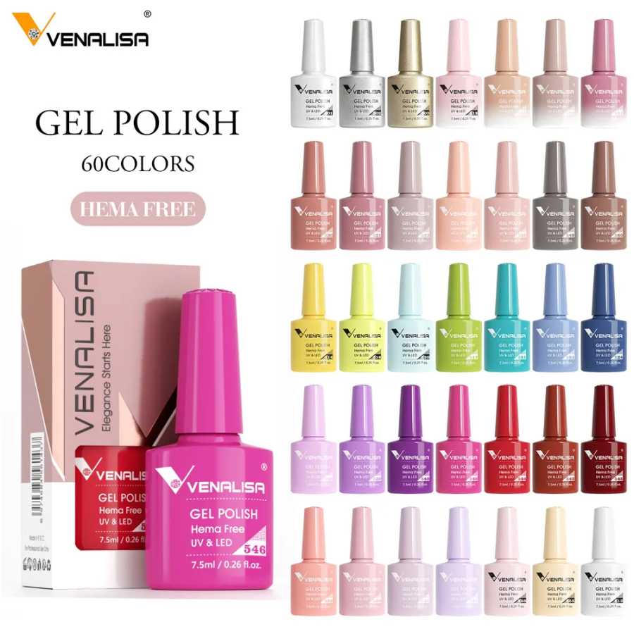 Venalisa HEMA TPO FREE Гель-лак для ногтей с блестками Великолепный полное покрытие Soak Off UV LED Французский гель-лак для ногтей Розовая коллекция телесного цвета Инструменты для дизайна ногтей
