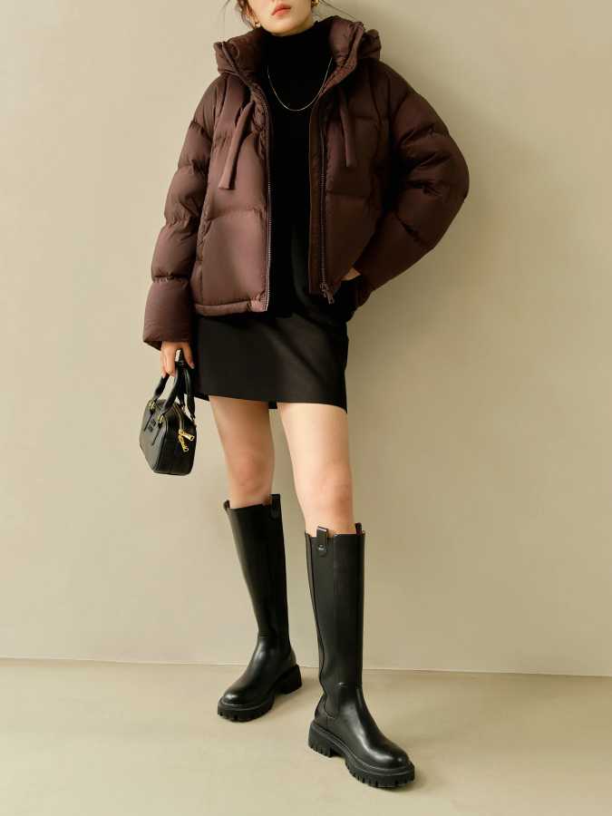 DUSHU Oversize 164-182, пуховик кофейного цвета с наполнителем, новинка зимы 2024, морозостойкие пальто на гусином пуху Пуховики