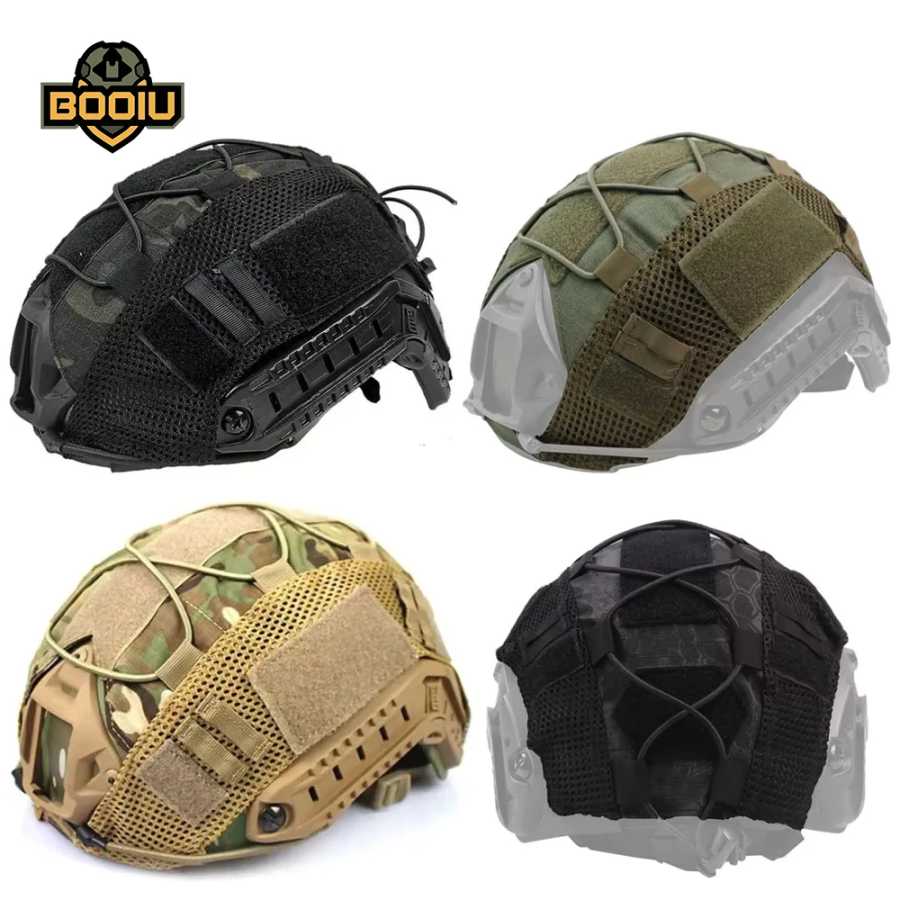 Тактический чехол-накладка BOOIU для шлема Airsoft Fast с липучкой, камуфляжный, для охоты и CS, защитный чехол для шлема - без спортивного шлема Фитнес и тренажёры