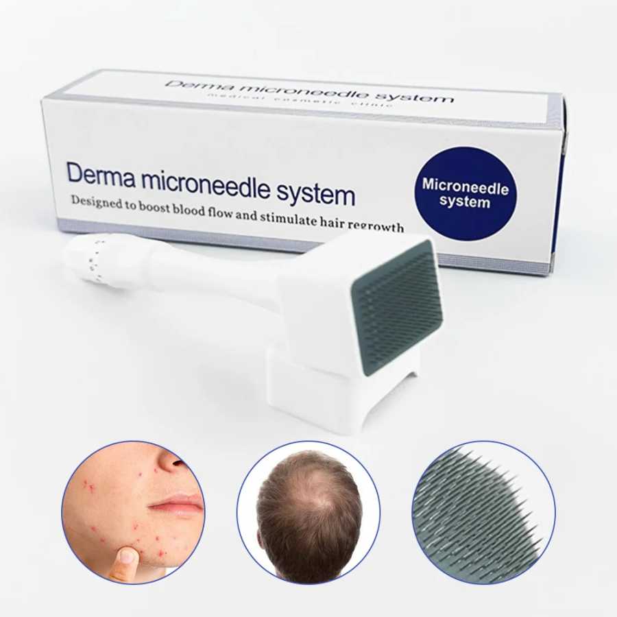 140A/100A Derma Stamp Microneedling Роликовый массажер для лица Регулируемая титановая длина иглы Уход за кожей Уход за бородой Волосы на коже головы Косметологическое оборудование