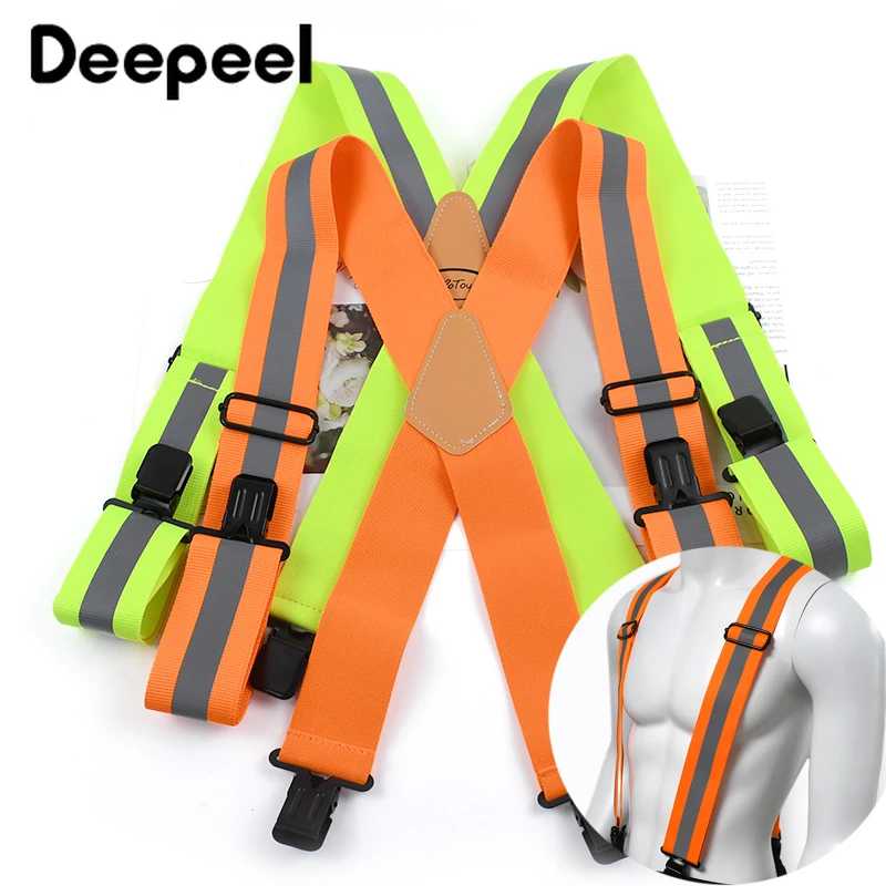 Deepeel 5*110 см подтяжки для взрослых мужчин X Тип 4 зажима подтяжки регулируемый флуоресцентный ремень рабочий мужской бандаж эластичный широкий пояс Подтяжки/подтяжки и корректоры осанки