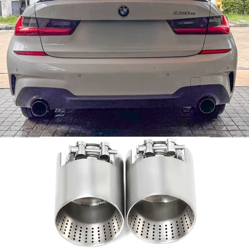 2 шт./лот, выхлопная труба для BMW 3 серии G20 G21, выхлопная труба 320d 330i 330e 320i, насадка глушителя, прямая заглушка выхлопной трубы Двигатели и детали двигателя