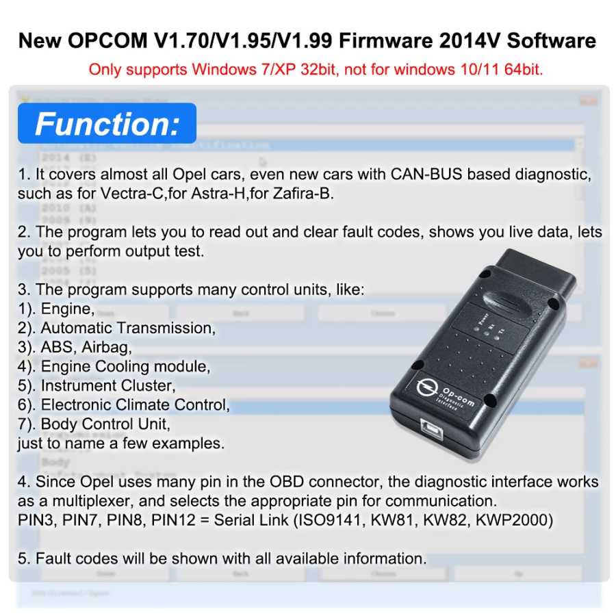 Фотография №1 товара Opcom V2014 V1.99/1.95/1.70 для обновления прошивки Opel Flash OBD2 диагностический