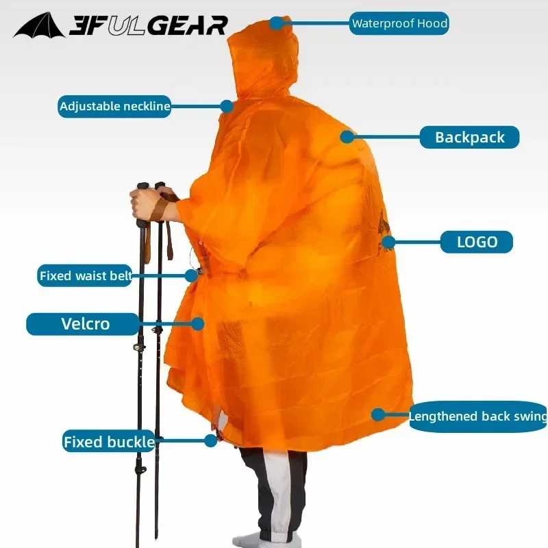 Фотография №3 товара 3F UL GEAR уличный плащ с рукавами, рюкзак для кемпинга,