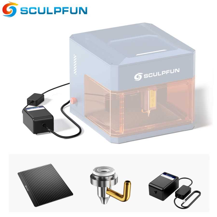 Рабочий стол SCULPFUN iCube Ultra Honeycomb для лазерной гравировки и резки с низковибрационным воздушным насосом Лазерный гравировальный станок и аксессуары