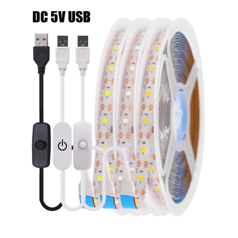 Светодиодная лента USB 5 В с диммером 2835 60 светодиодов Водонепроницаемая гибкая светодиодная лента с переключателем ВКЛ-ВЫКЛ для освещения под шкафом Светодиодная подсветка
