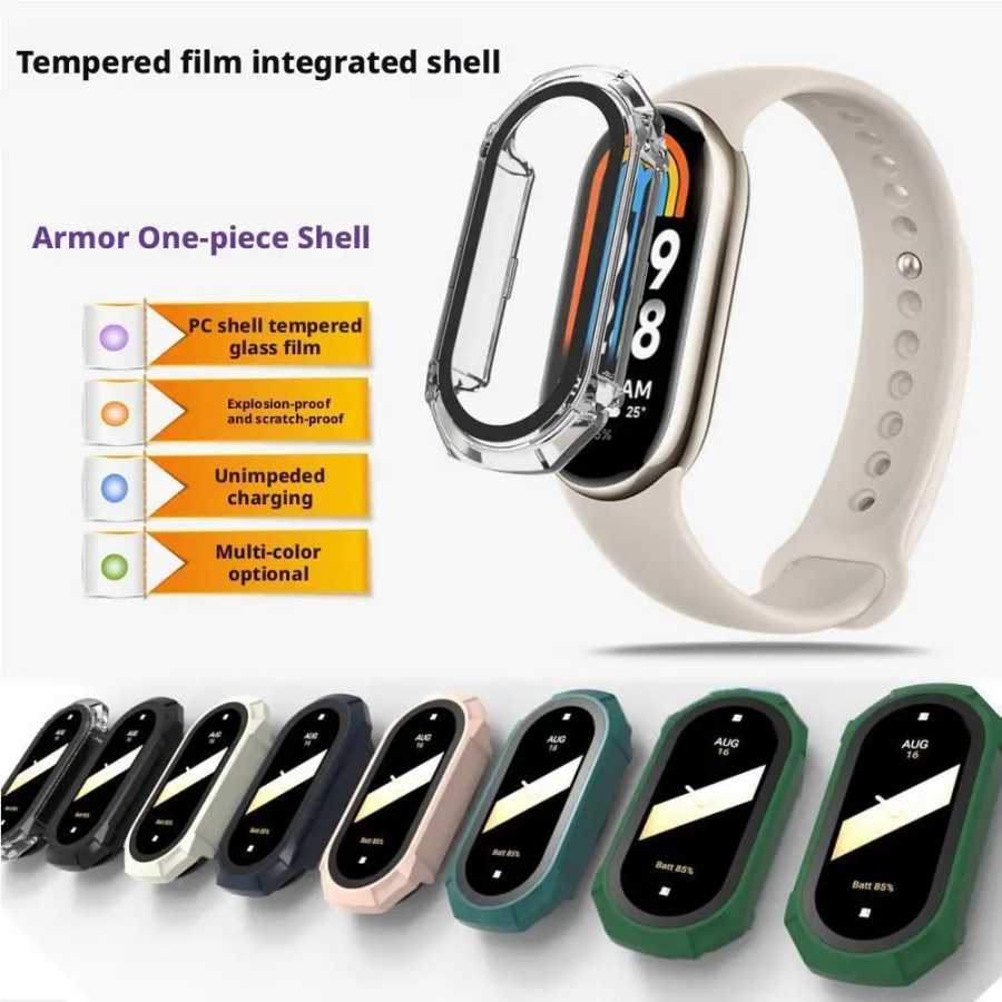 Противоударный чехол из стекла для Xiaomi Smart Band 10 9 8 7 4/5/6, жесткий ПК-бампер, защитная пленка для экрана, чехол для часов Miband 10, чехлы Умная электроника