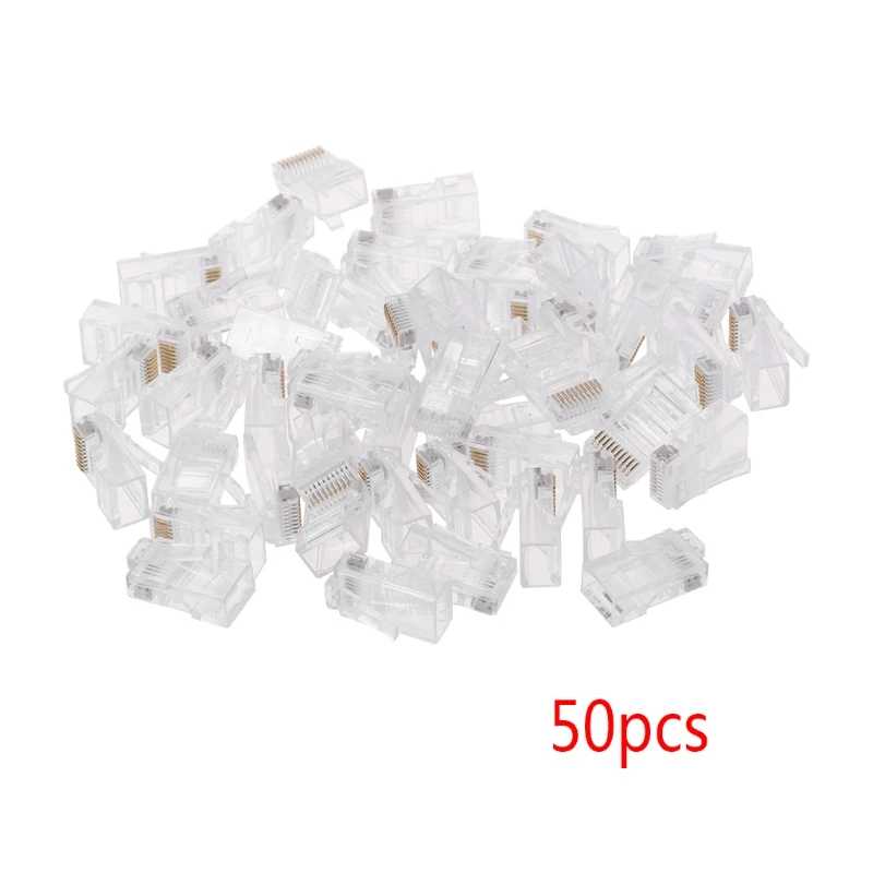 50 шт. 10P10C RJ45 RJ48 RJ50 Cat5E UTP Ethernet-разъем Сетевой модульный кристаллический разъем 10-контактный разъем сетевого Компьютерная периферия