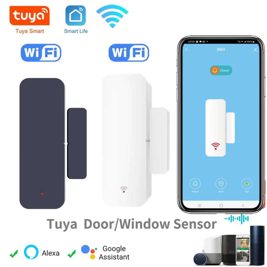 Tuya Wi-Fi дверной датчик, датчик входа в окно, охранный магнитный датчик, сигнализация, умная жизнь, работа с Alexa Google Home Доступ к автоматизации здания
