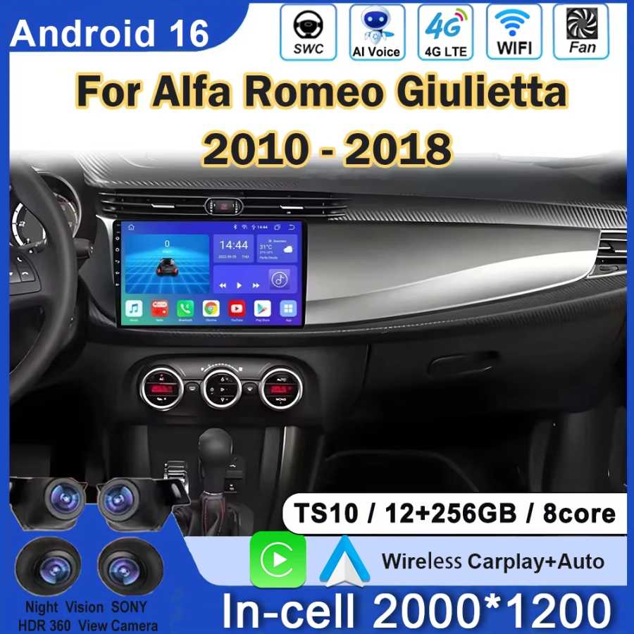 Автомобильный Android для Alfa Romeo Giulietta 2010-2018 Carplay, автомобильный радиоприемник, видеоплеер, экран, GPS-навигация, DSP, авторадио без 2din DVD Автоэлектроника