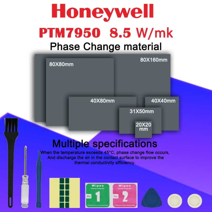 Термопаста Honeywell PTM7950 Phase Change Pad 8.5W/mk для охлаждения ноутбуков/процессоров/графических процессоров, теплопроводящая паста-подушечка для радиаторов Компьютерные комплектующие