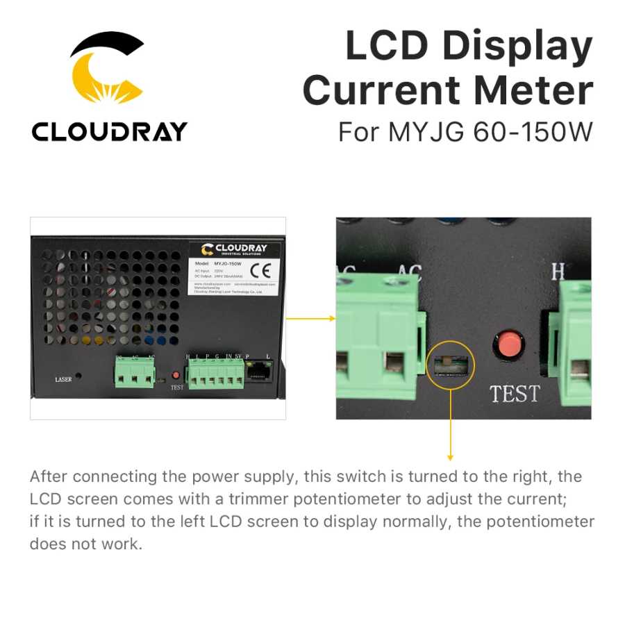 Фотография №5 товара Cloudray ЖК-дисплей Измеритель тока CO2 Внешний экран для источника питания