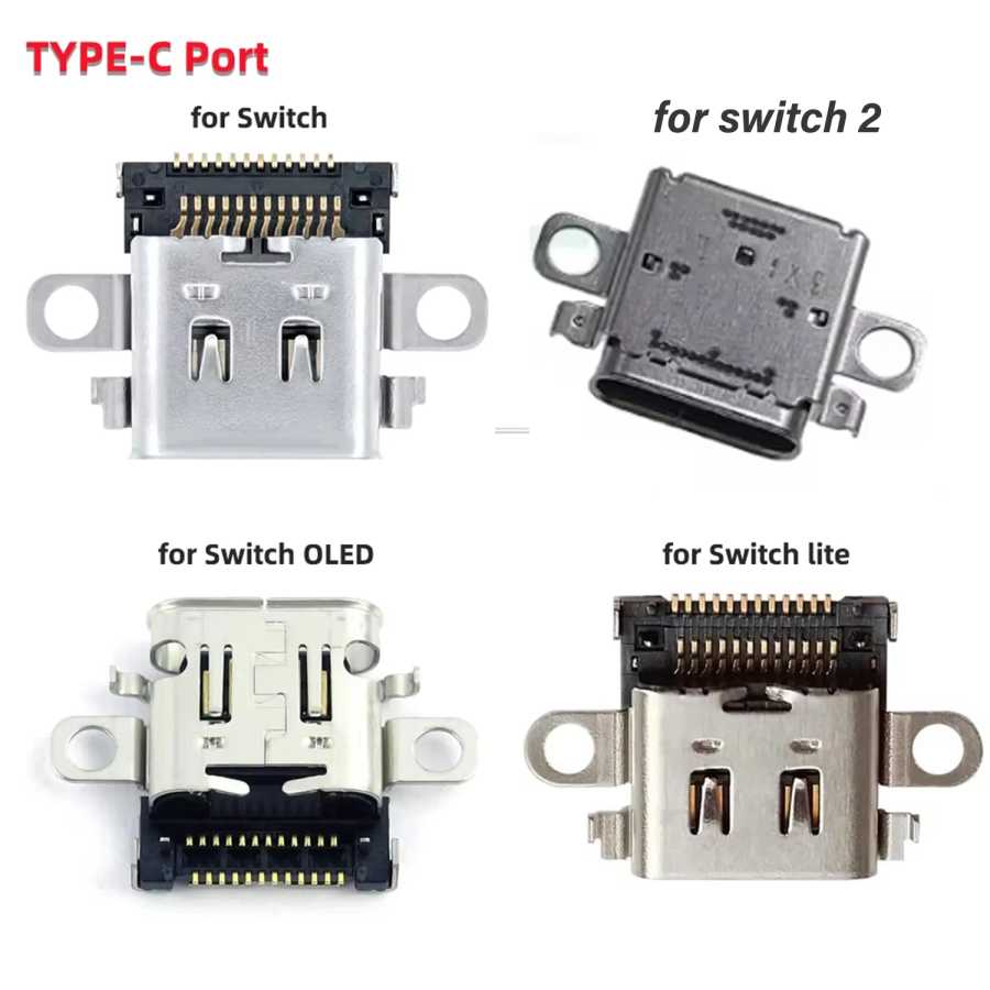 Сменный порт зарядки типа C для консоли Nintendo Switch 2/OLED/Lite, разъем USB для зарядного устройства, запасная часть Видеоигры и аксессуары