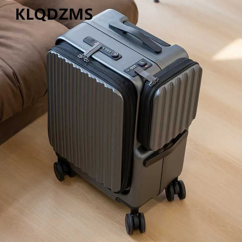 Чемодан KLQDZMS для ручной клади с передним открытием, 20 дюймов, с отделением для ноутбука, функцией зарядки, кодовым замком, для салона самолета Багажные сумки