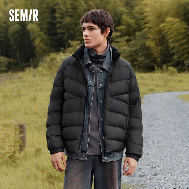 Мужской пуховик Semir, трехстойкая верхняя одежда, легкий тонкий пуховый топ с воротником-стойкой, новинка 2025 года, зимняя теплая мужская одежда Пуховики