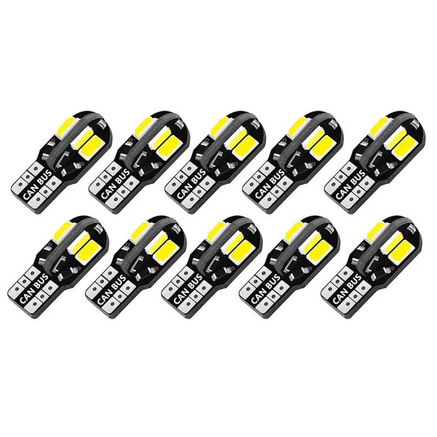 10x W5W T10 LED CANBUS No Error 5W5 12V 5W 600Lm Супер яркий салон автомобиля Боковой фонарь 194 3030 SMD Автоматическая лампа Белый Янтарный Красный Автомобильные фары