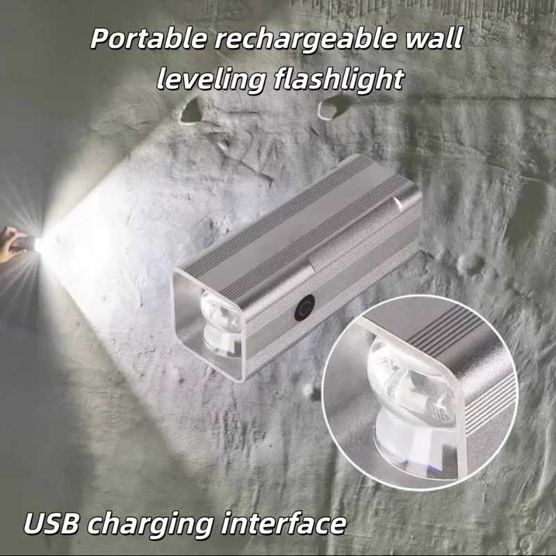 Портативная декоративная лампа для выравнивания стен с LED-фонариком и USB-интерфейсом, долговечная, для проверки выравнивания Строительные инструменты