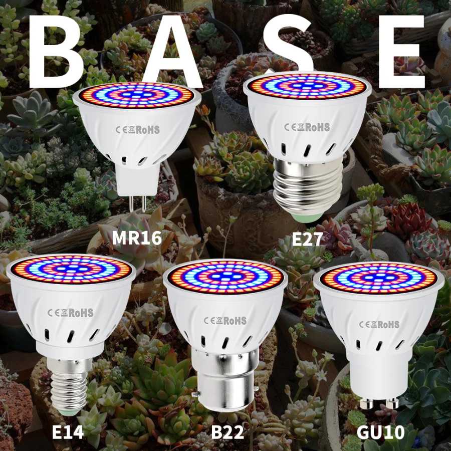 Phyto Led B22 Гидропонный светильник для роста E27 Светодиодная лампа для выращивания MR16 Полный спектр 220 В УФ-лампа для растений E14 Цветочная рассада Фитолампа GU10 Профессиональное освещение