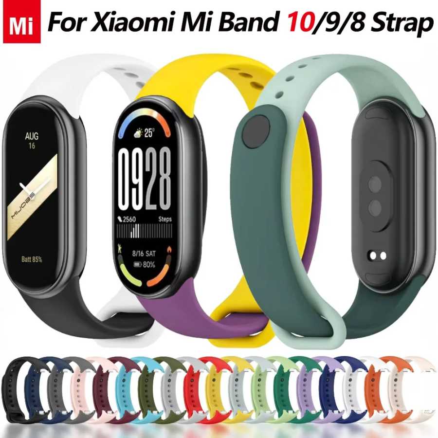 Спортивный силиконовый ремешок для Xiaomi Mi Band 10/9, сменный браслет NFC, ремень для Xiaomi Mi Band 8/9, аксессуары для умных часов Аксессуары для часов
