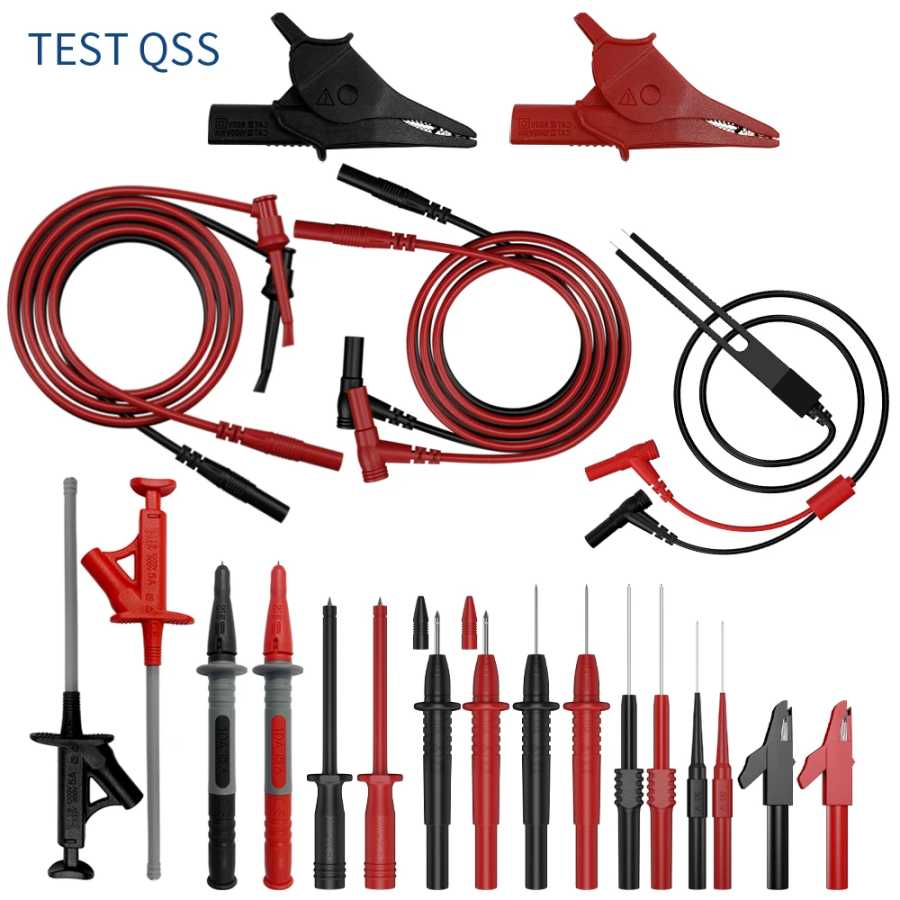 QSS 23 шт. мультиметр тестовые выводы комплект с цифровым электрическим испытательным устройством с зажимами типа Аллигатор тестовый крючок Пинцет гибкий провод Инструменты для измерения и анализа