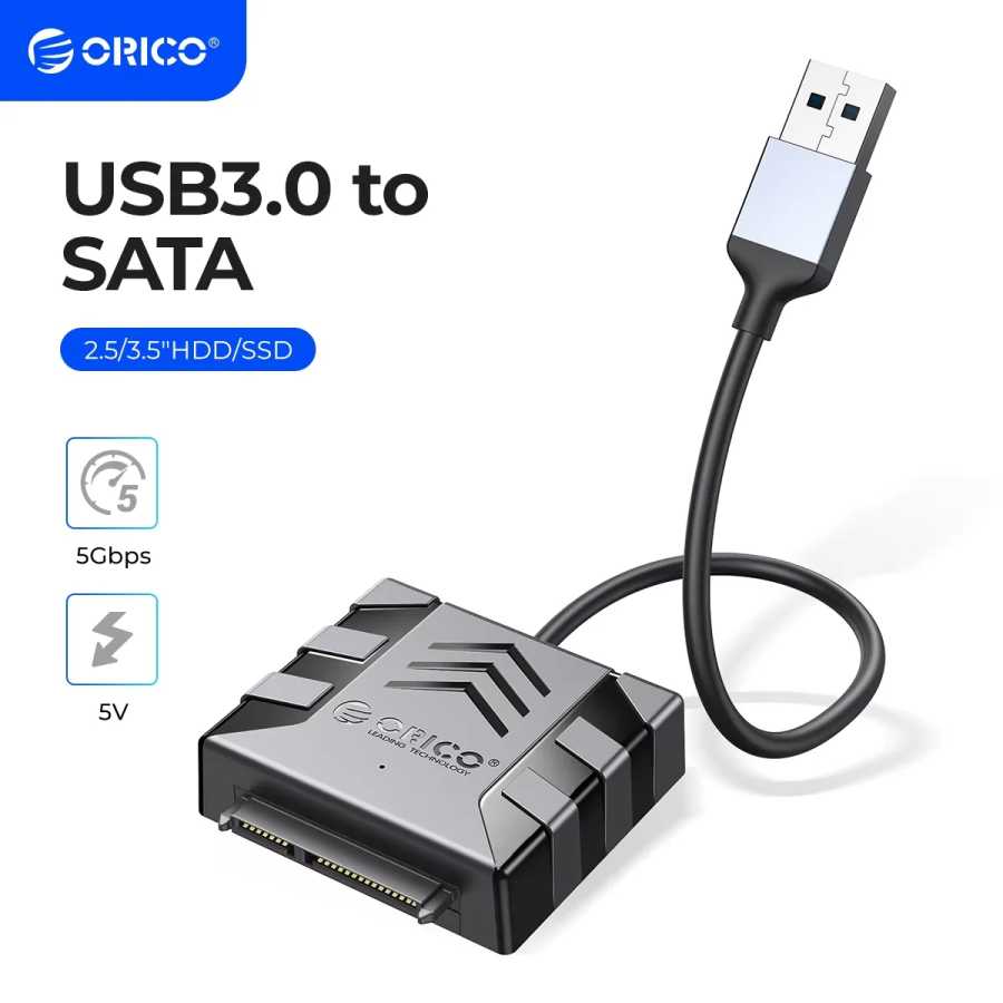 Конвертер ORICO SATA Кабель USB 3.0 в SATA Адаптер SATA 5 Гбит/с для внешнего жесткого диска 2,5/3,5 дюйма/SSD Компьютерная периферия