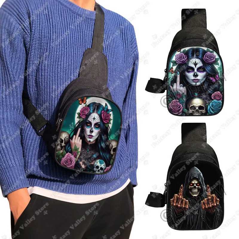 Забавная нагрудная сумка Grim Reaper с черепом и средним пальцем, женские сумки через плечо для путешествий, сумки на плечо, держатель для телефона Нагрудные сумки
