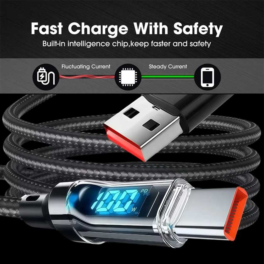 Фотография №4 товара Зарядный кабель USB Type-C мощностью 120 Вт, быстрая зарядка для
