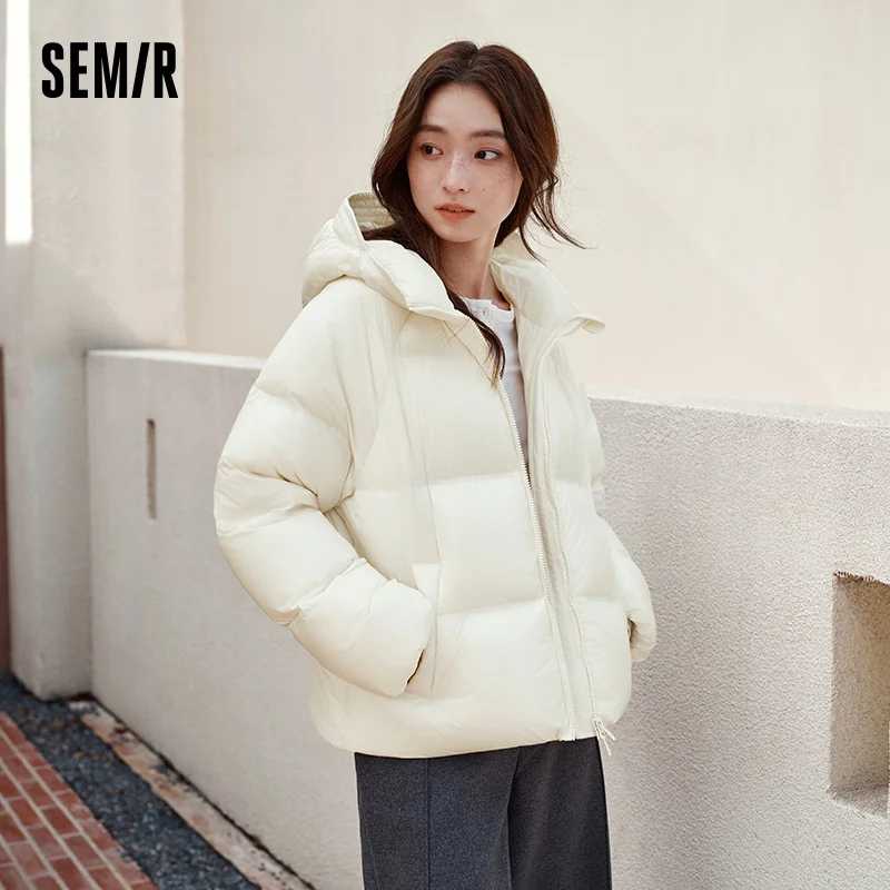 Semir белая куртка на утином пуху, теплая тонкая женская зимняя куртка 2025 года, легкое повседневное модное пальто, свободный крой, короткий стиль Пуховики