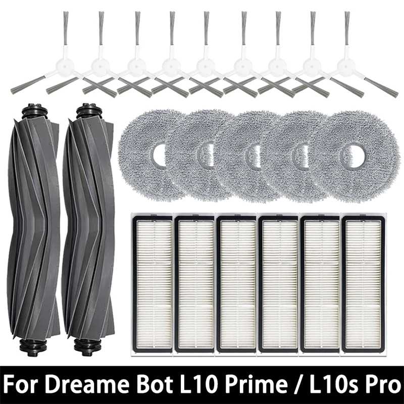 Для Dreame Bot L10s Pro, L10 Prime, L10 Pro: аксессуары, основная и боковые щетки, HEPA-фильтр, салфетка для швабры, запасные части для робота-пылесоса. Запчасти для бытовой техники