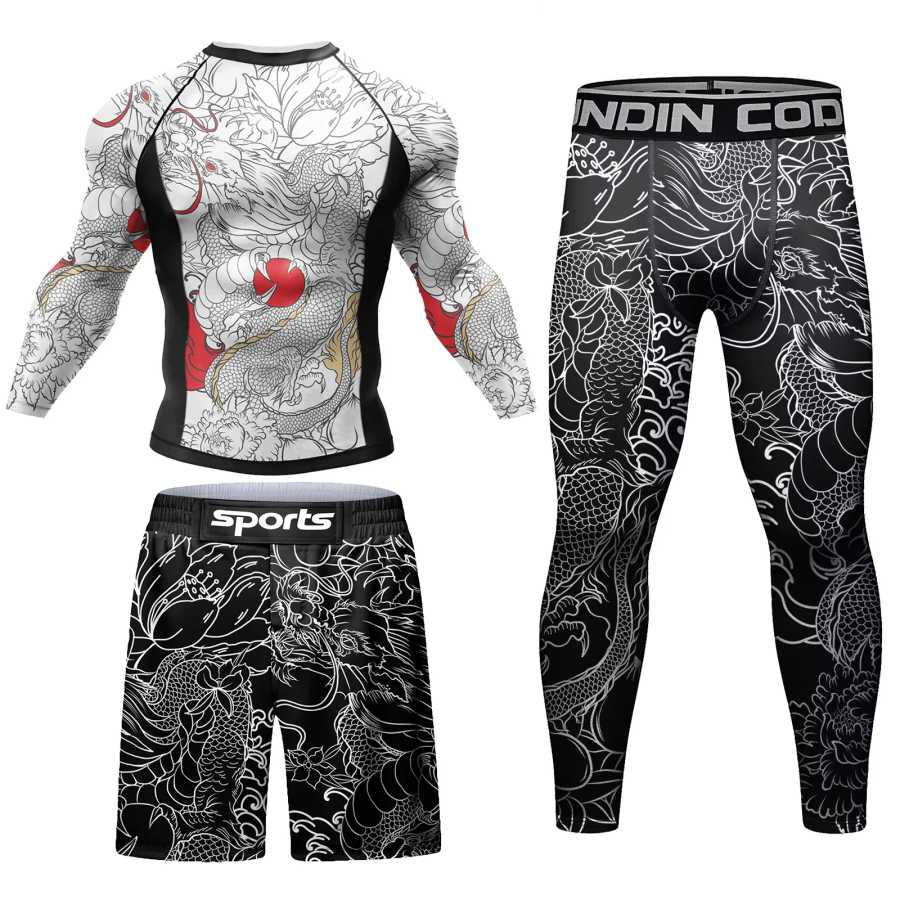 Мужской спортивный костюм MMA No Gi Rashguard Jiu Jitsu футболка + брюки комплект боксерских трикотажных изделий BJJ Muay Thai шорты компрессионные леггинсы спортивный костюм Мужские комплекты (новые)