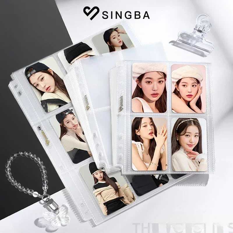 SINGBA 10 шт. прозрачных файлов-вкладышей без кислоты (без CPP) для блокнотов A5/A4, 4/9 карманов, 3 дюйма, для защиты фотокарточек Искусство, ремесла и шитье